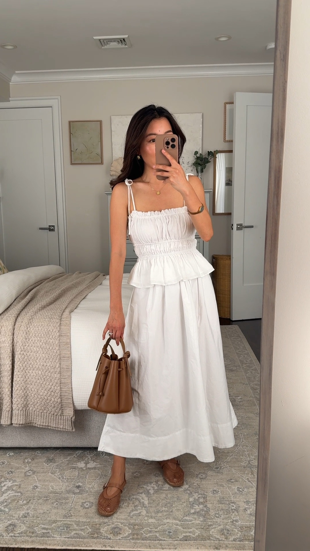 • linen tank 2XS, I could potentially do XS as well. This one will be in my next summer capsule wardrobe - so versatile!
• cotton poplin skirt 2XS runs a little big, good quality and length. The cotton is surprisingly pretty  wrinkle resistant. Elastic waist, pockets, lined.
• Polene bag linked similar for less 
• Amazon mesh flats 6, worn with inserts bc the shoes don’t have much padding 

Aritzia sale, summer capsule wardrobe outfit ideas , Europe trip , white skirt dress

#LTKPetite #LTKTravel #LTKootd