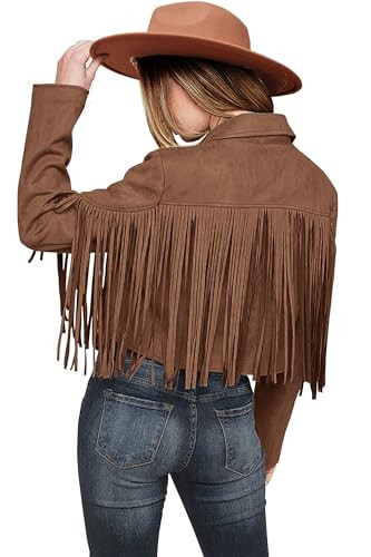 PRETTYGARDEN Women's Fringe Faux Suede Leather Jackets Fall Fashion 2026 Tassel Motorcycle Croppe... | Amazon (US)