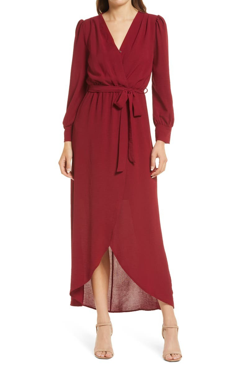 Fraiche by J Long Sleeve Faux Wrap Dress | Nordstrom | Nordstrom