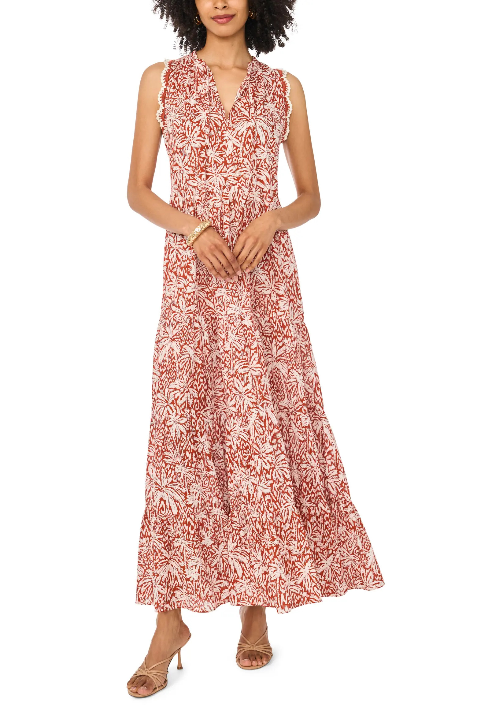 Tie Neck Tiered Cotton Maxi Dress (Women) | Nordstrom | Nordstrom
