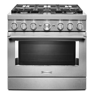 36 in. 5.1 cu. ft. Smart Dual Fuel Range with True Convection and Self- Cleaning in Stainless Ste... | The Home Depot