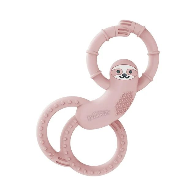 Dr. Brown's Flexees Pink Sloth, Soft 100% Silicone Baby Teether, BPA Free, 3m+ Sloth, Pink | Walmart (US)