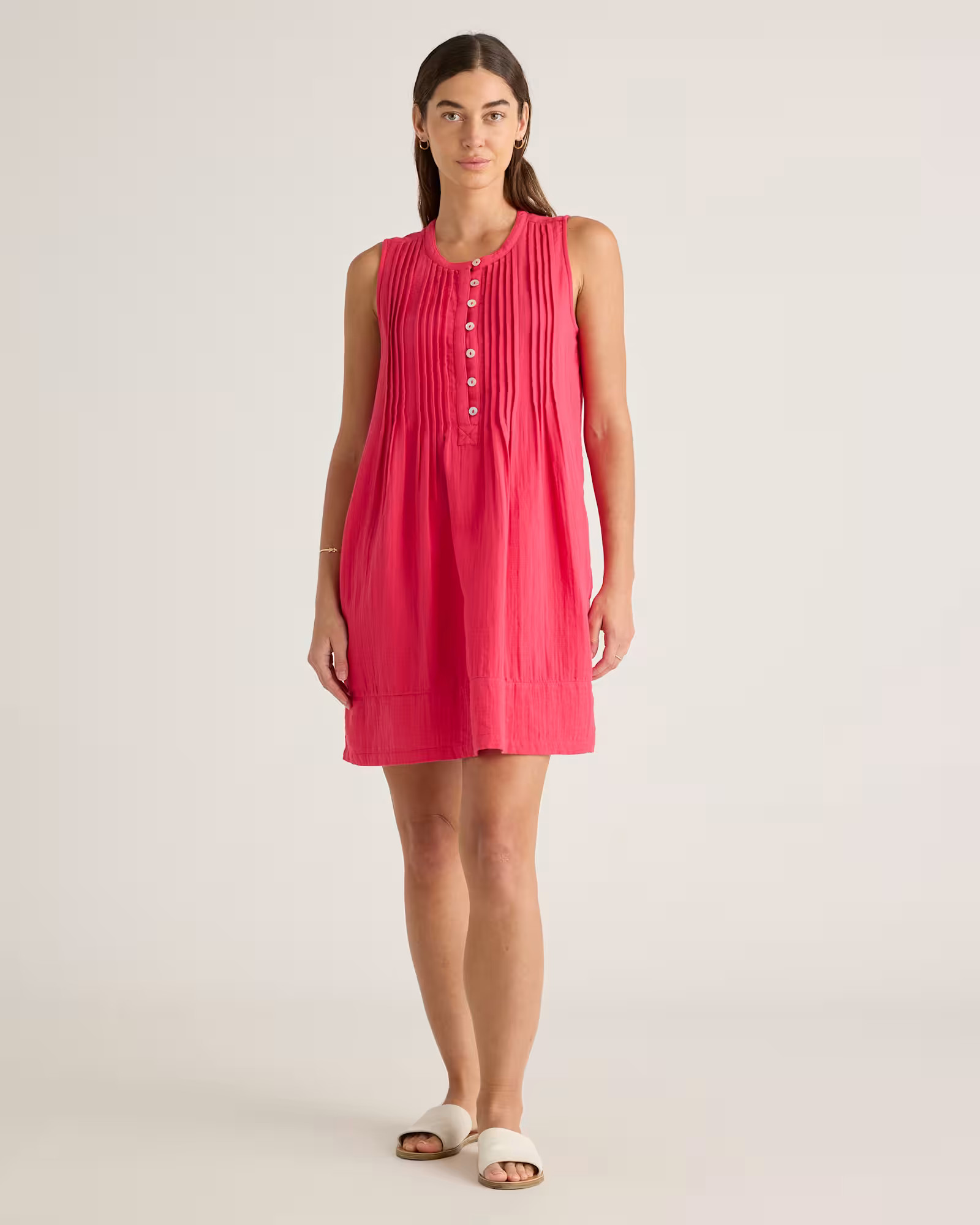 100% Organic Cotton Gauze Sleeveless Swing Dress | Quince