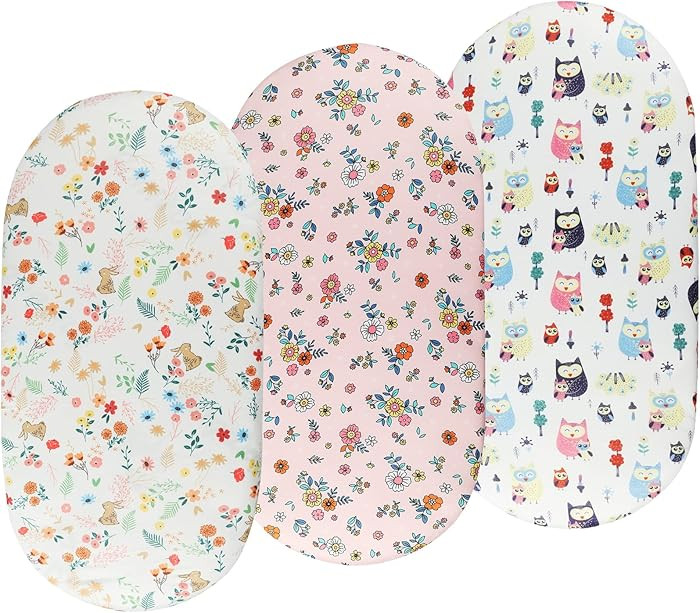 Onacosht Bassinet Sheets Set 3 Pack for Baby Girl, Stretchy Soft Jersey Knitted Fitted Sheet Univ... | Amazon (US)