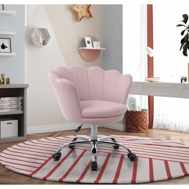 Modern Home Office Chair, Ergonomic Computer Desk Chair, Computer Desk Swivel Shell Chair, Fabric... | Walmart (US)
