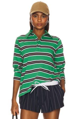 Damson Madder Cassia Shrunken Rugby Top in Green Stripe from Revolve.com | Revolve Clothing (Global)
