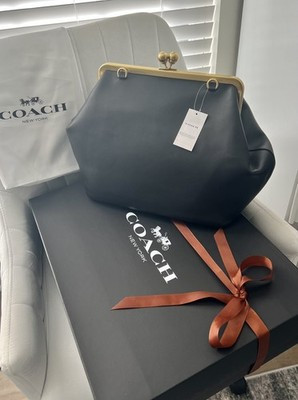 Authenticity GuaranteeCOACH LARGE KISSLOCK FRAME BAG LEATHER IN BLACK  - NWT IN GIFT BOX PACKAGIN... | eBay US