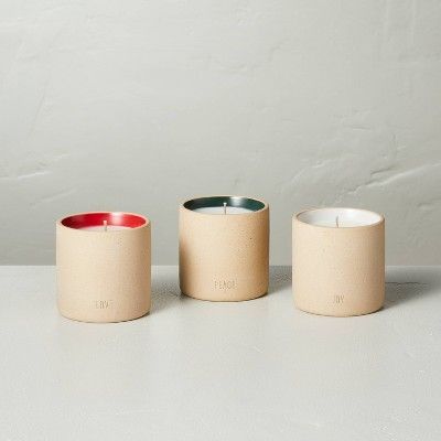 3pk Love/Peace/Joy Ceramic Seasonal Candle Gift Set - Hearth &#38; Hand&#8482; with Magnolia | Target