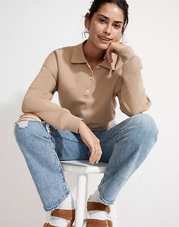 MWL Betterterry Crop Polo Sweatshirt | Madewell