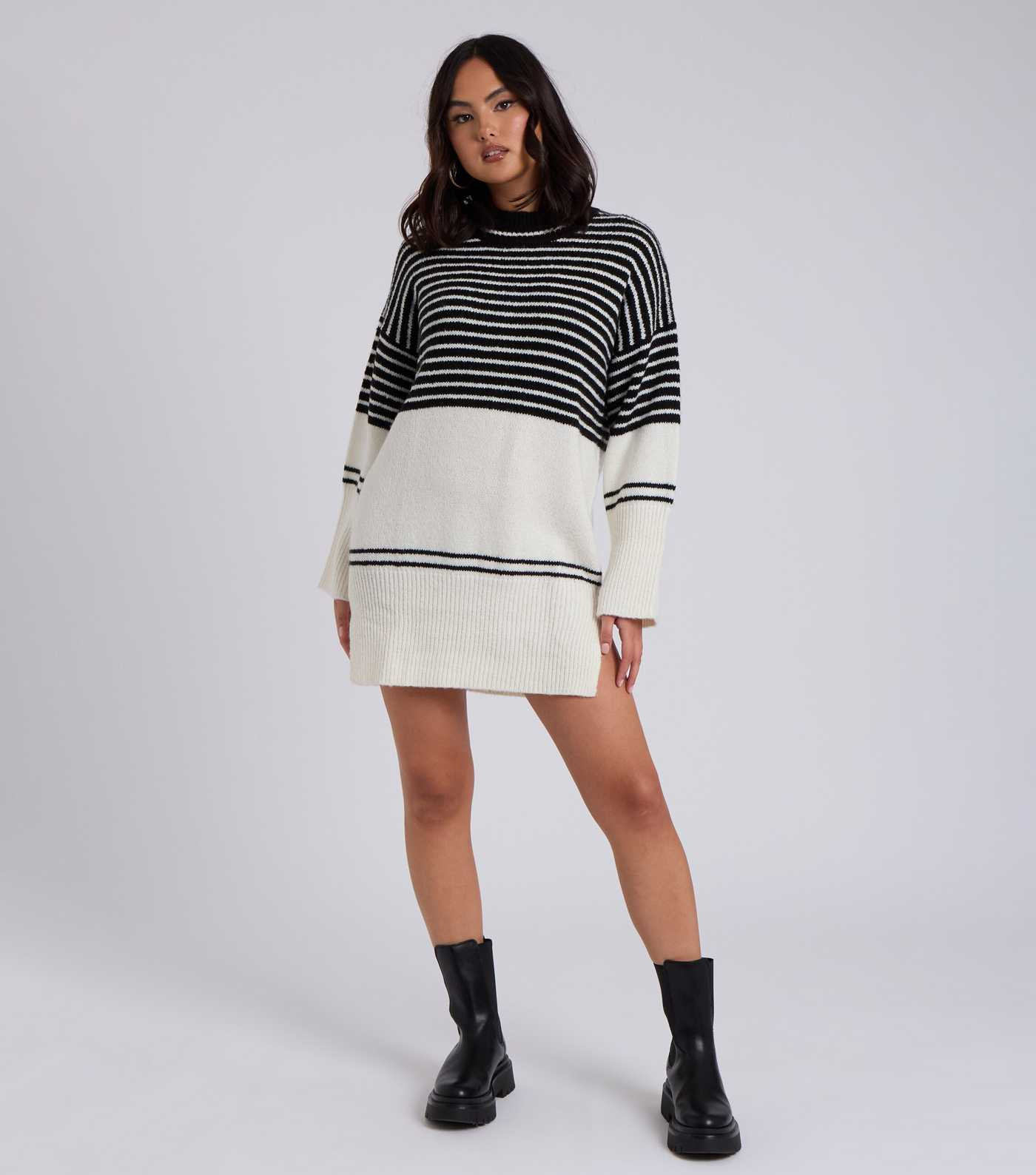 Urban Bliss Black Stripe Knit Mini Jumper Dress | New Look | New Look (UK)