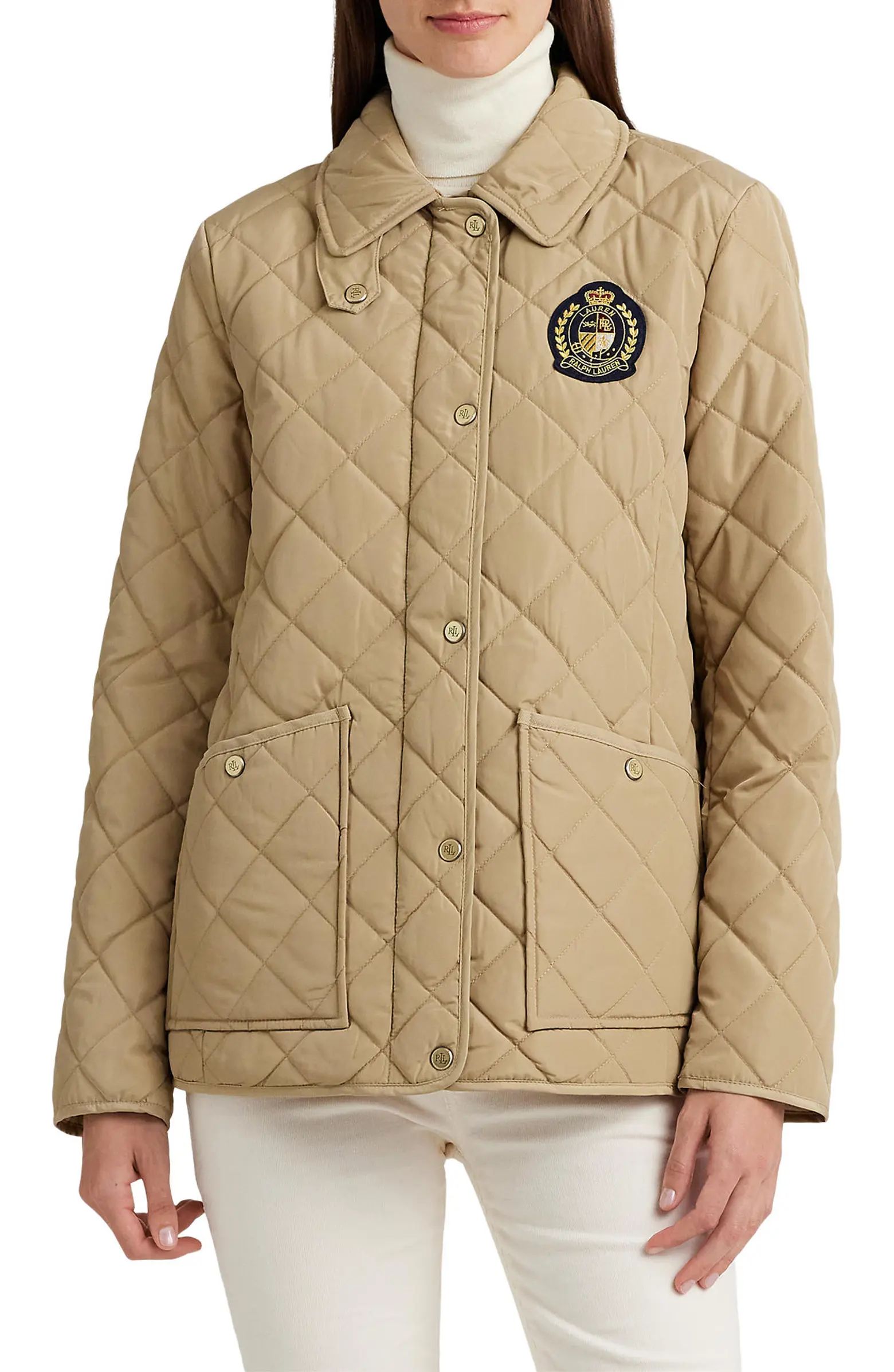 Crest Logo Recycled Shell Diamond Quilted Jacket | Nordstrom