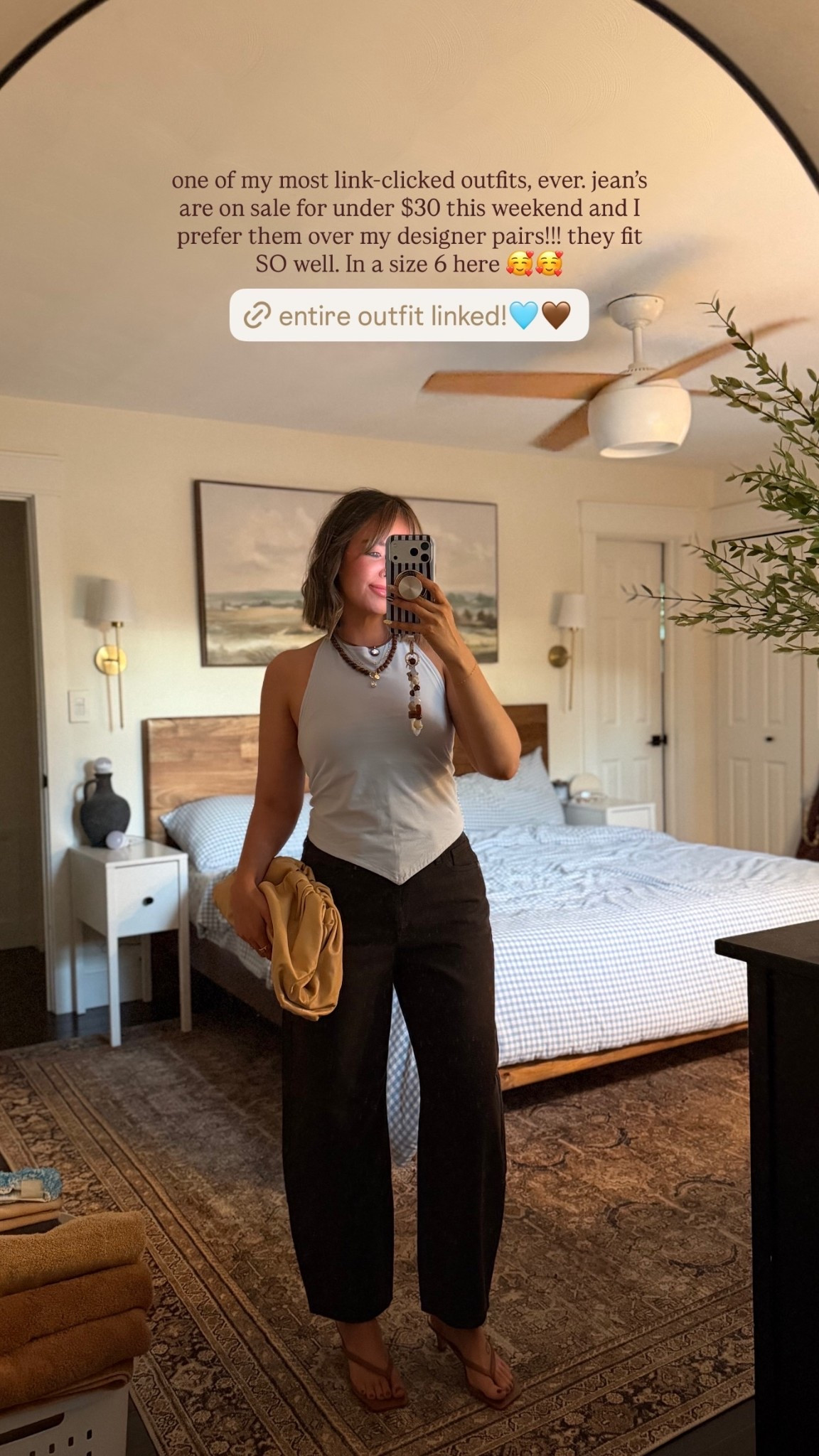 one of my most link-clicked outfits, ever. jean’s are on sale for under $30 this weekend and I prefer them over my designer pairs!!! they fit SO well. In a size 6 here 🥰🥰