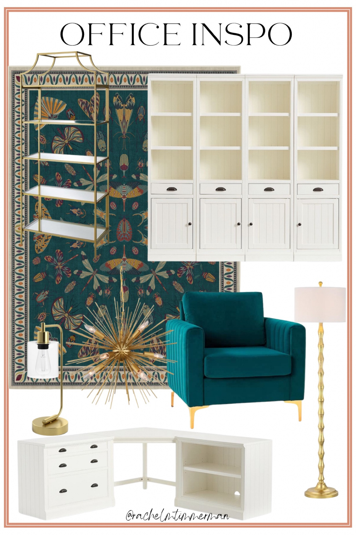 My vision for my home office! Love all these touches and colors. This pottery barn shelving unit was delivered today. Excited to see it all come together.

Pottery barn. Home office. Ruggable. LTK home. 