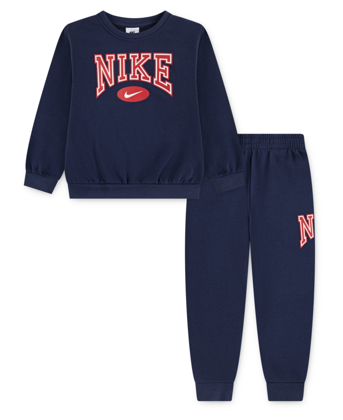 Nike Little Boys Gameday Essentials 2-Piece Crewneck Sweatshirt and Pants Set - Midnight | Macy's