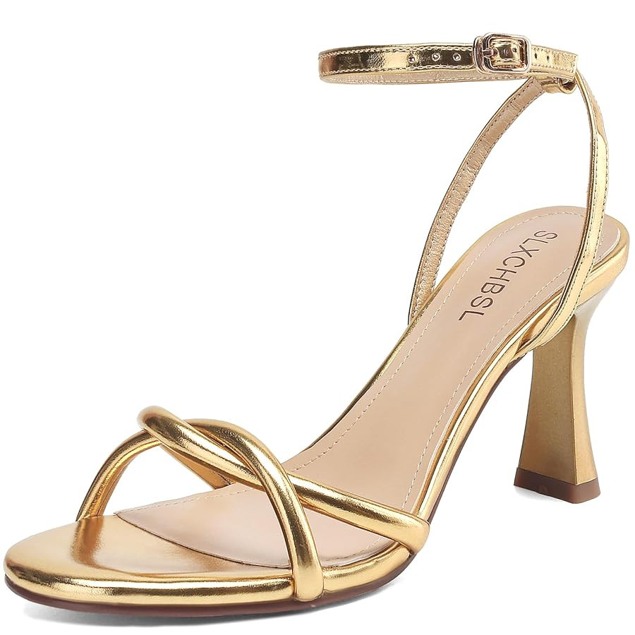 Women's Round Toe Strappy Heels with 3 Inch Chunky Block High Heels for women with Adjustable Ank... | Amazon (US)