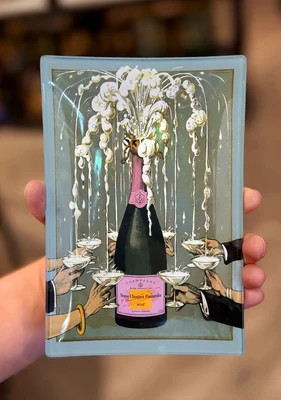 Veuve Cliciquot Rosé Toast Decoupage Glass Tray | 6 Sizes 5"x 8" | Ben's Garden
