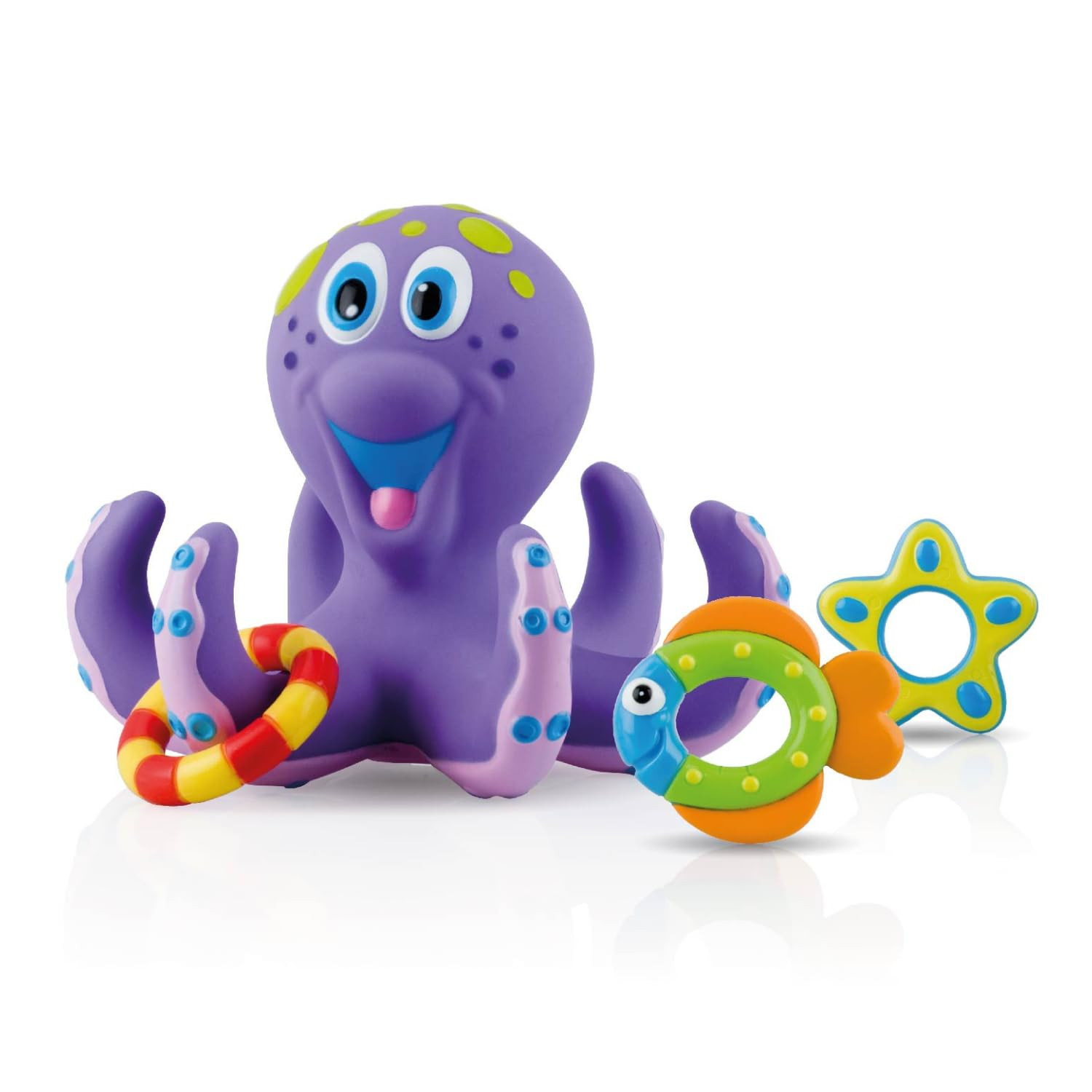 Nuby Floating Octopus Toy with 3 Hoopla Rings - Baby Bath Toy for Boys and Girls - 18+ Months - P... | Amazon (US)
