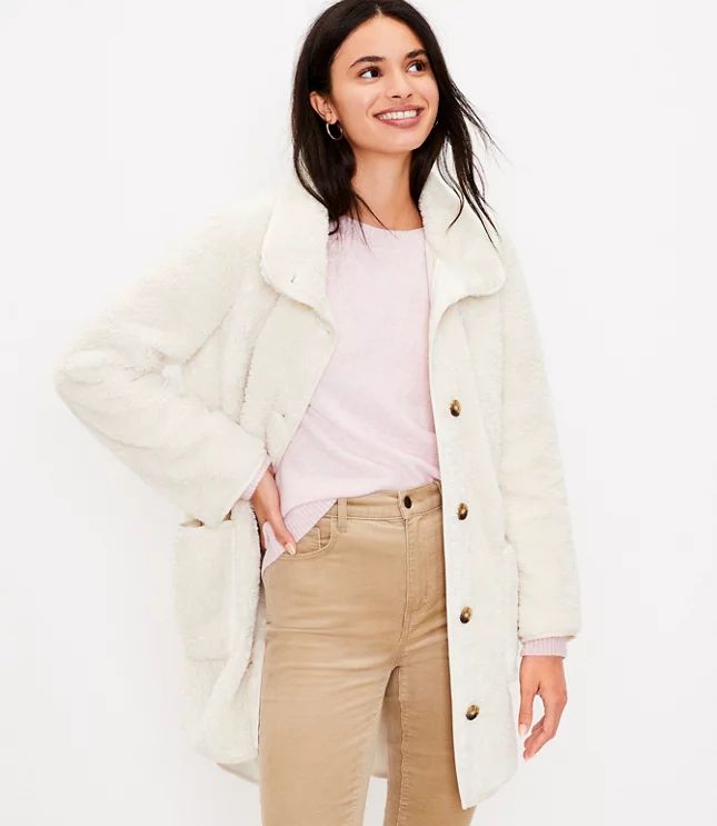 Sherpa Funnel Neck Coat | LOFT