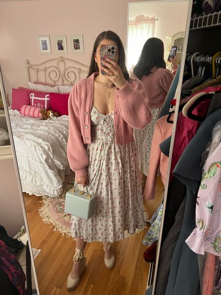 Easter, floral dress, floral midi dress, hill house, nap dress, pink cardigan, soludos, espadrilles, espadrille wedges, box bag, spring dress

#LTKshoecrush #LTKfindsunder100 #LTKSeasonal