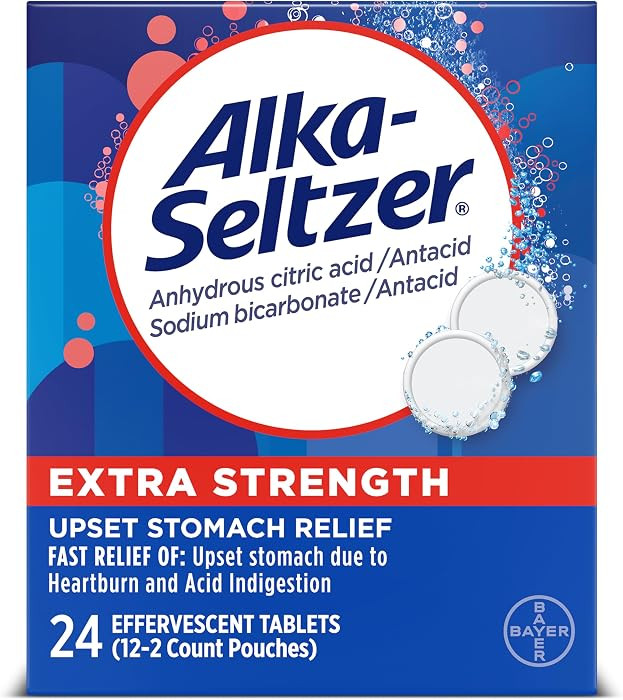 Alka-Seltzer-Extra Strength Tablets, Extra-Strength Antacid & Pain Relief, Original (24 Tablets) | Amazon (US)