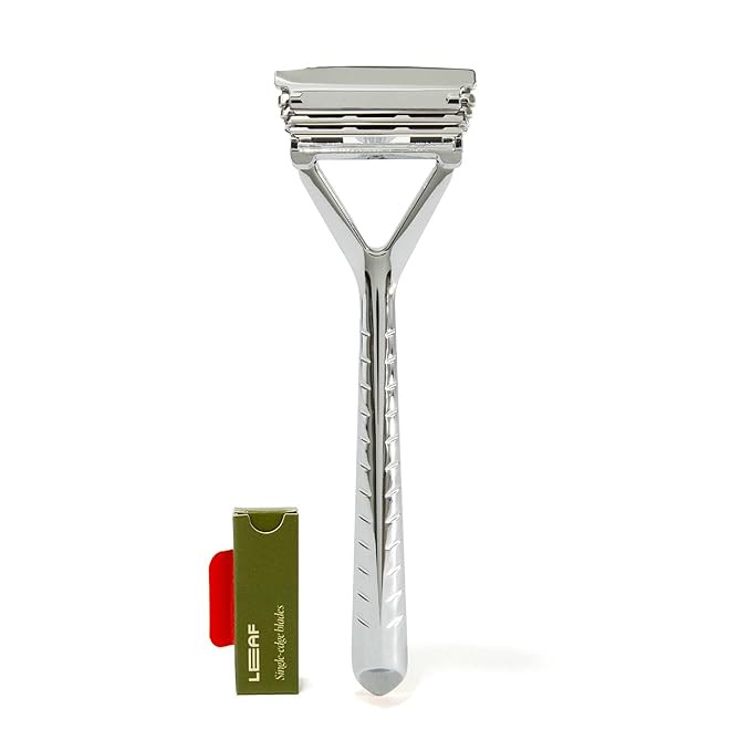 Leaf Shave | Leaf Razor, Chrome - Eco-Friendly Razor for Women & Men, Multi-Blade, Pivoting Head ... | Amazon (US)