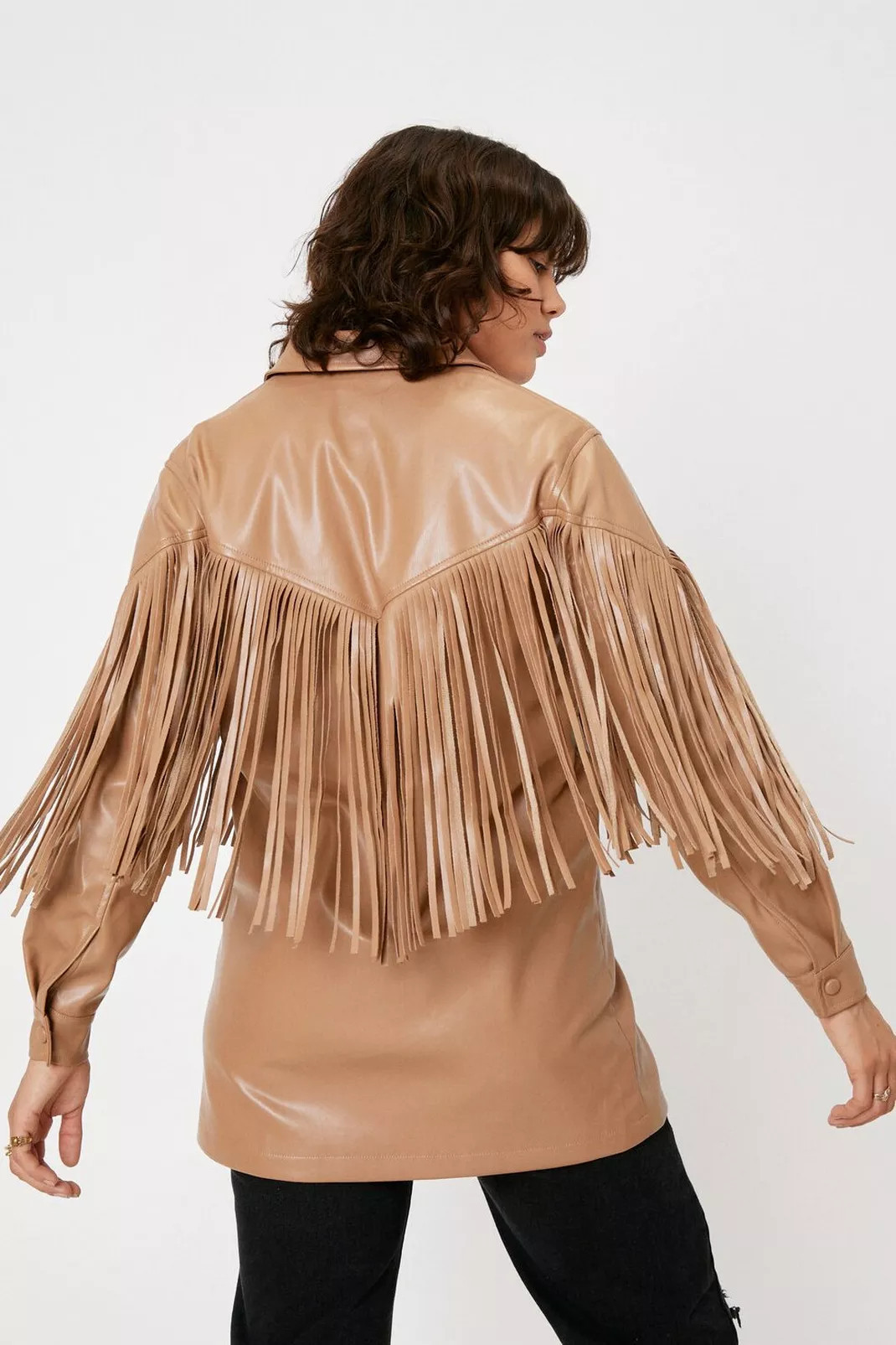 Western Fringed Faux Leather Coat | Nasty Gal (US)