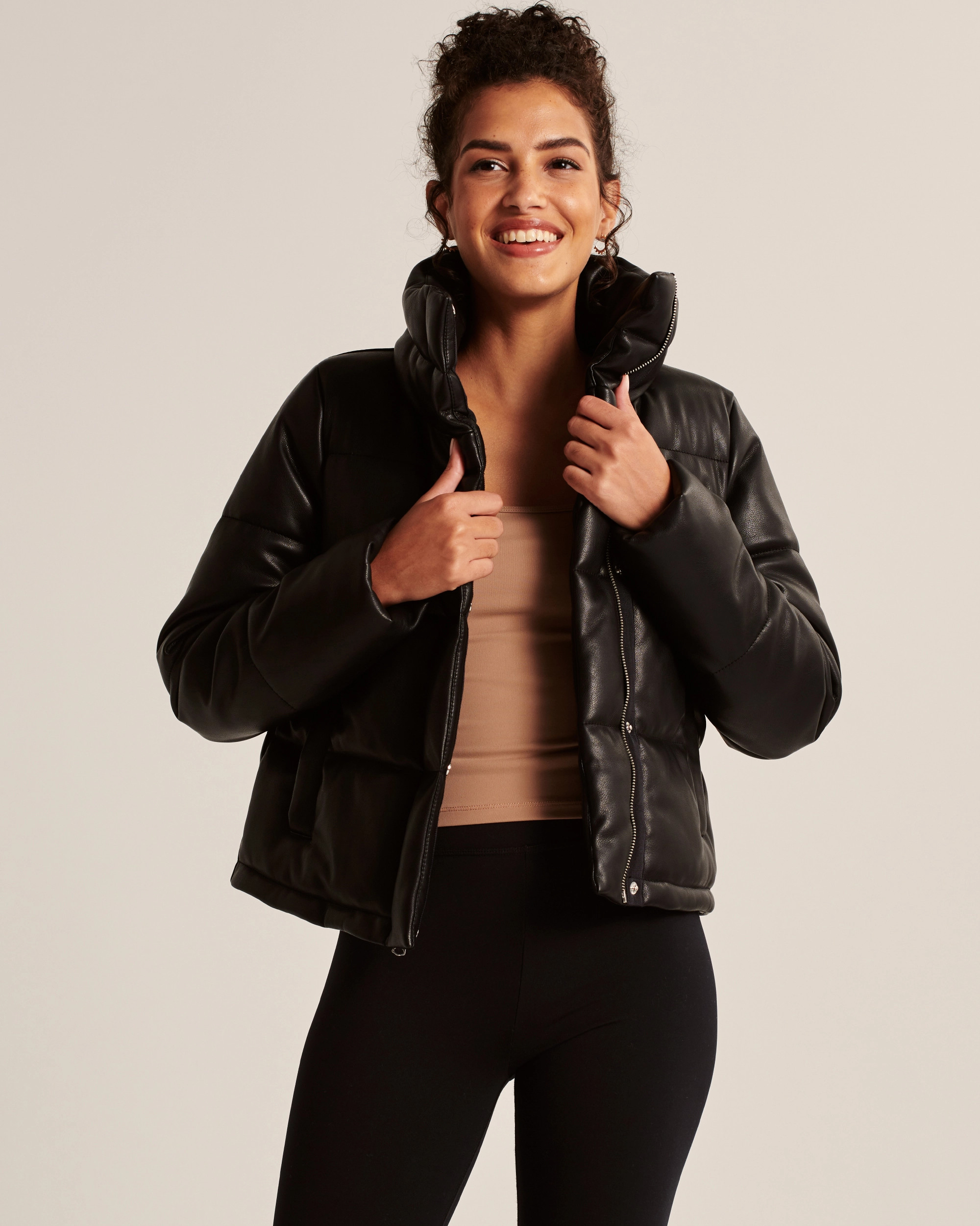 Vegan Leather Mini Puffer | Abercrombie & Fitch (US)