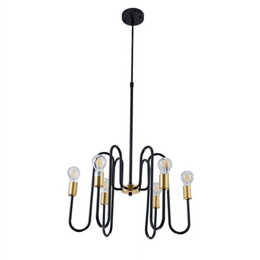 Mona 6-Light Black and Gold Industrial Farmhouse Chandelier | Walmart (US)