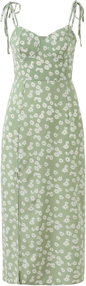 Women's Casual Spaghetti Strap Sling Floral Side Split Long Dress | Amazon (US)