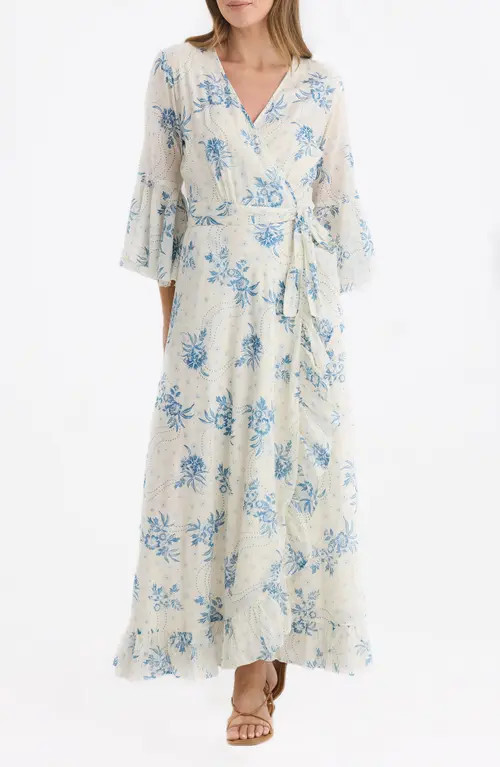 Talisman the Label Carly Print Wrap Maxi Dress in Bluebelle/Ivory at Nordstrom, Size Medium | Nordstrom