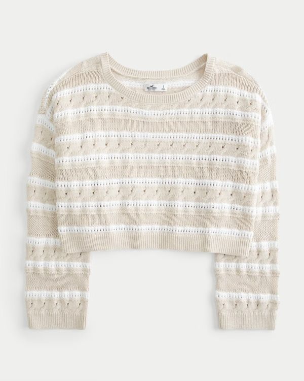 Easy Crochet-Style Crew Sweater | Hollister (US)