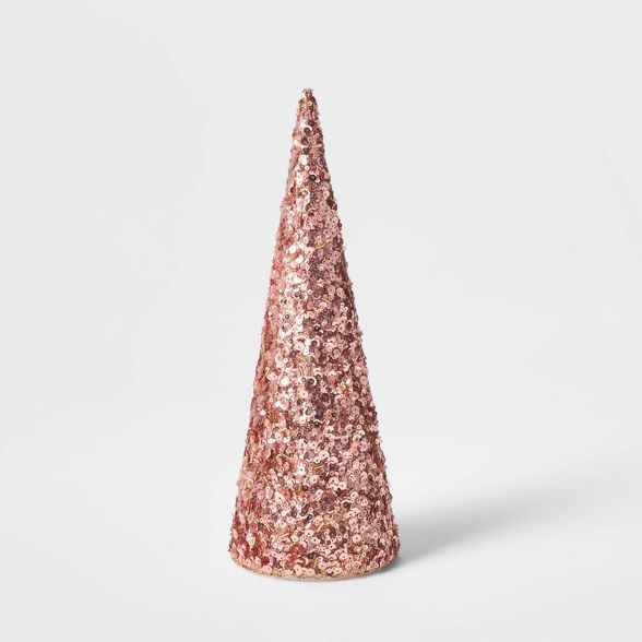 Small Sequin Tree Cone Decorative Figurine Blush - Wondershop&#8482; | Target