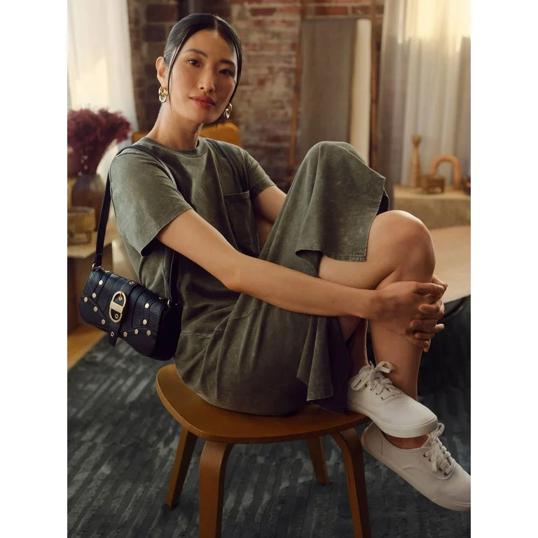 Jessica Simpson Women's Courtney Faux Leather Flap Shoulder Handbag, Meteorite | Walmart (US)