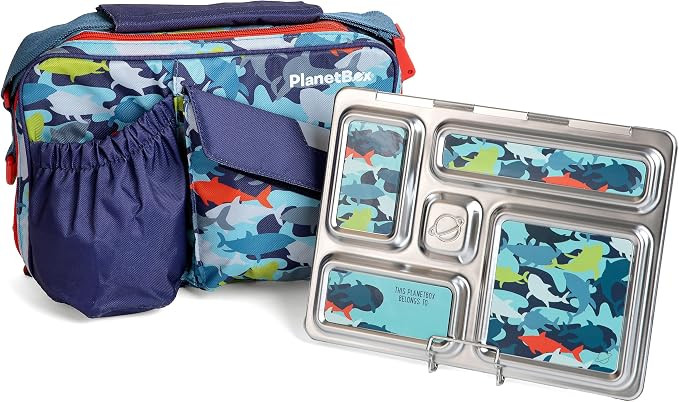 PlanetBox Rover Stainless Steel Bento Box Style Lunch Box Kit for Kids with 5 Compartments, Camo ... | Amazon (US)