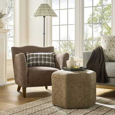Wing Arm Accent Chair Brown - Threshold™ with Studio McGee: Velvet Upholstered, Rubberwood Frame | Target