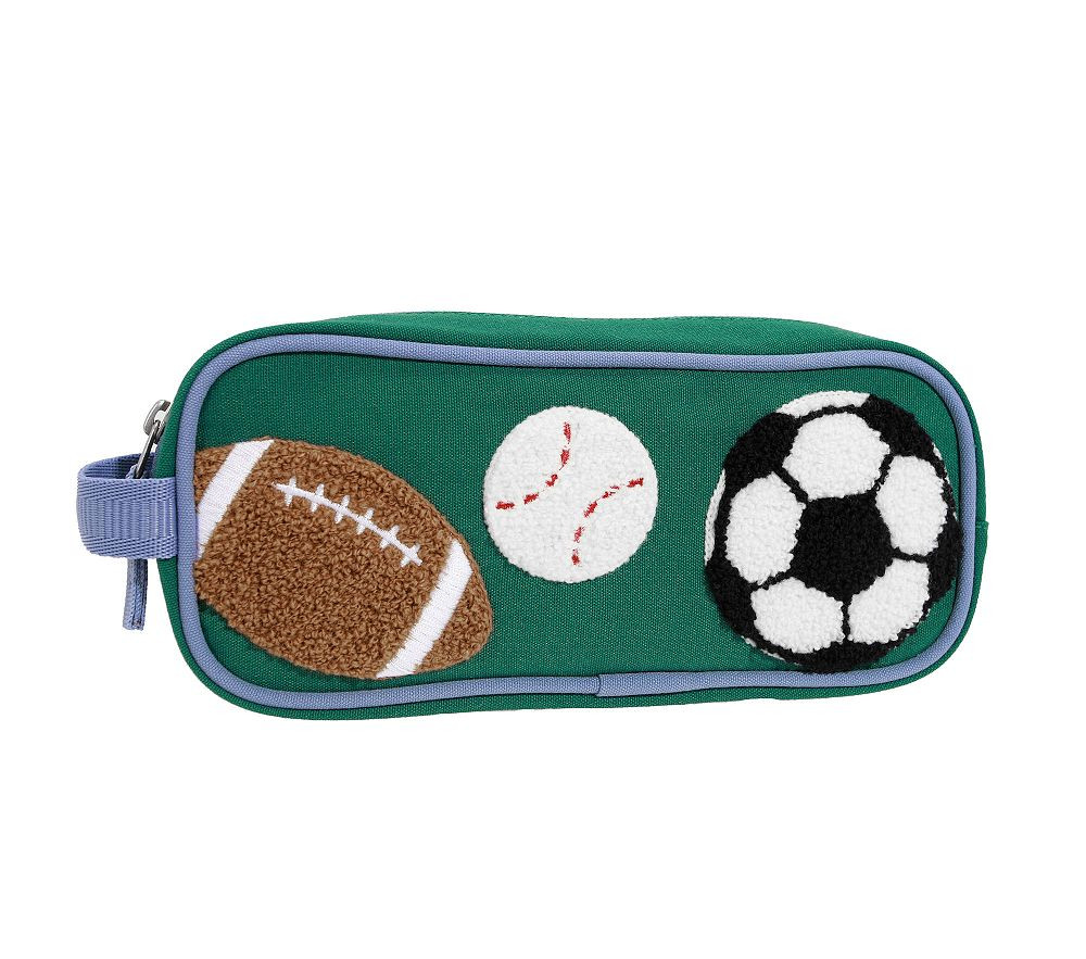 Mackenzie Green Sports Chenille Pencil Case | Pottery Barn Kids