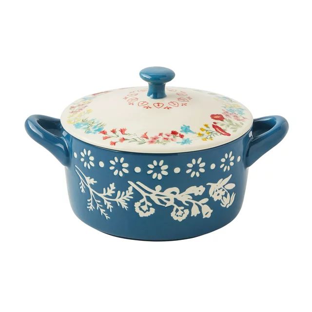 The Pioneer Woman Fancy Flourish Round Ceramic Mini Casserole Dish with Lid | Walmart (US)