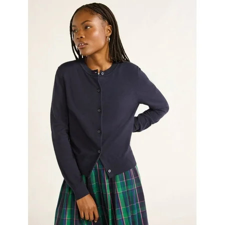 Free Assembly Women’s and Women's Plus Cozy Yarn Crewneck Cardigan Sweater with Long Sleeves, Midweight, Sizes XS-4X | Walmart (US)