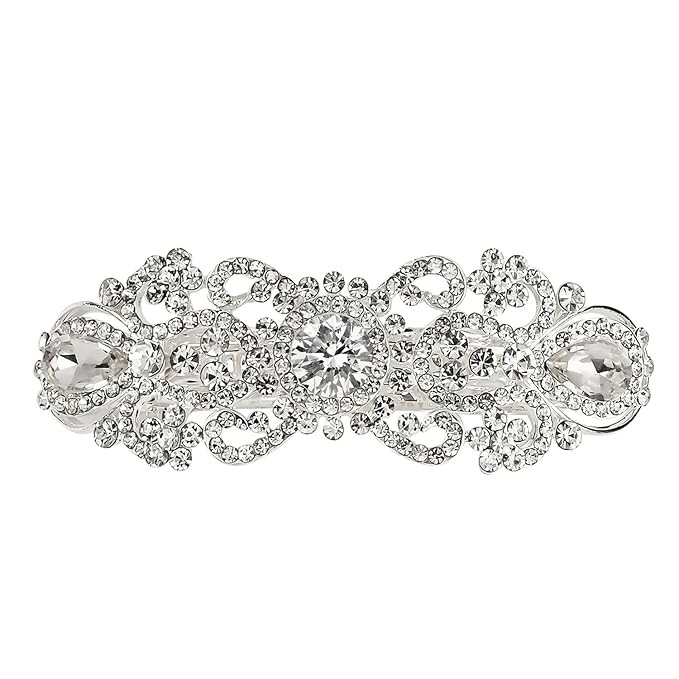 Vintage Austrian Hair Barrettes, Sparkly White Crystal Hair Clips French Design Bridal Rhinestone... | Amazon (US)