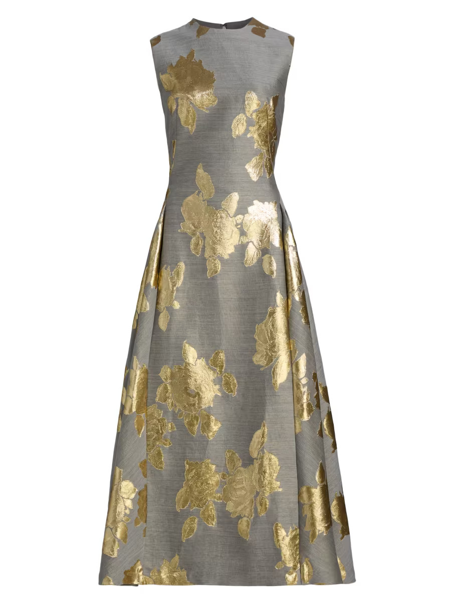 Metallic FLoral Sleeveless Cocktail Dress | Saks Fifth Avenue