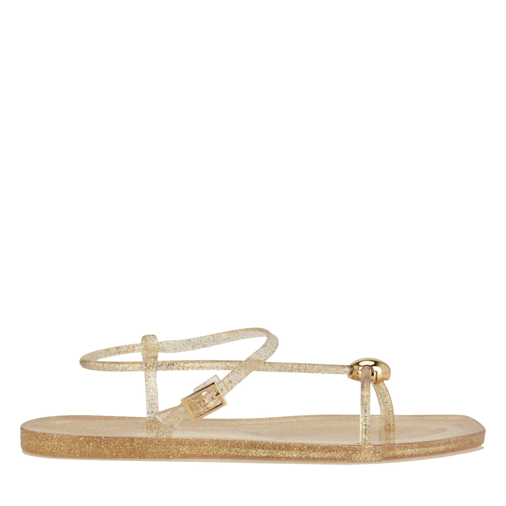 Women's Shells Flat Jelly Sandals - Gold Glitter | Nine West | Nine West (US)