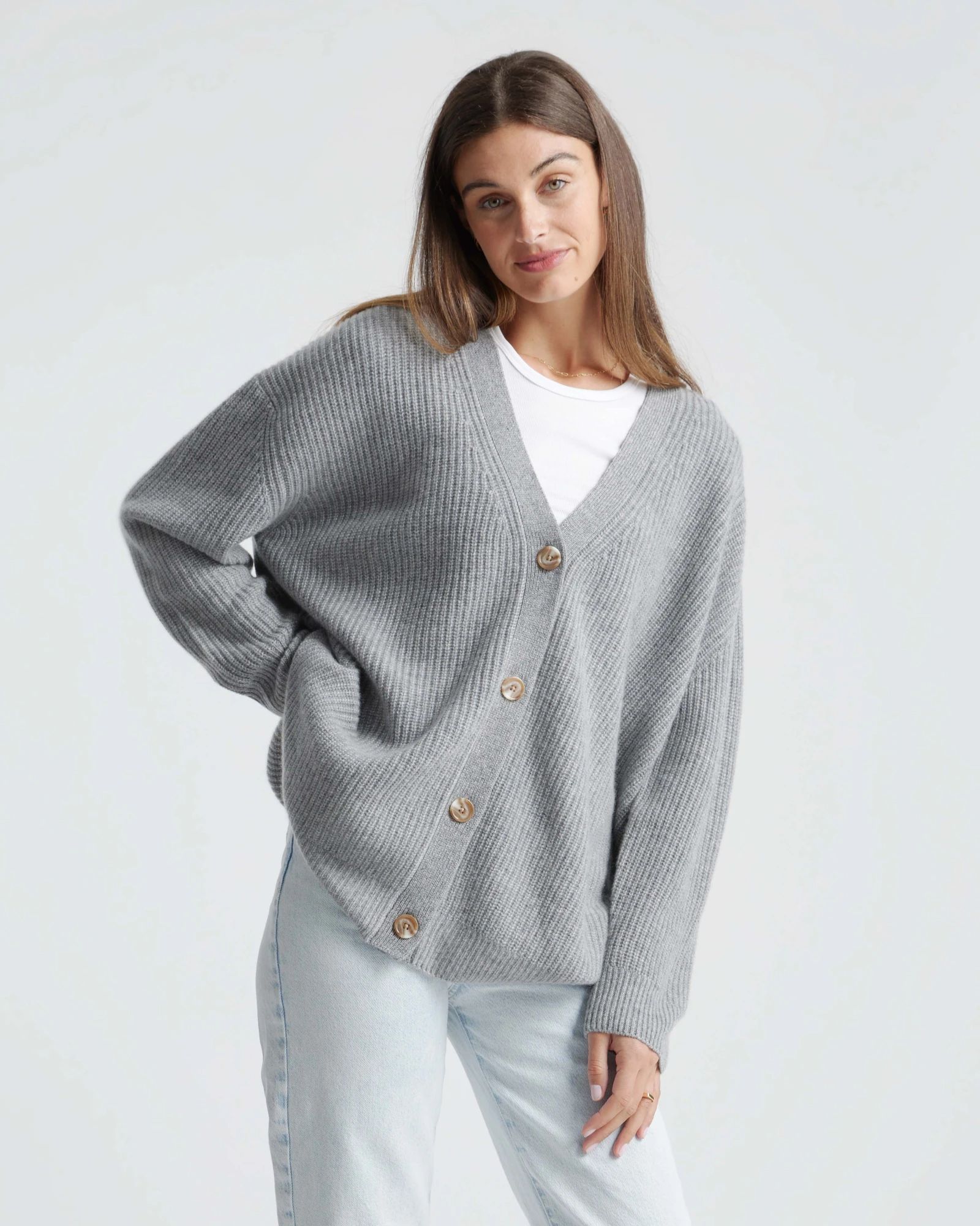 Mongolian Cashmere Oversized Boyfriend Cardigan Sweater | Quince