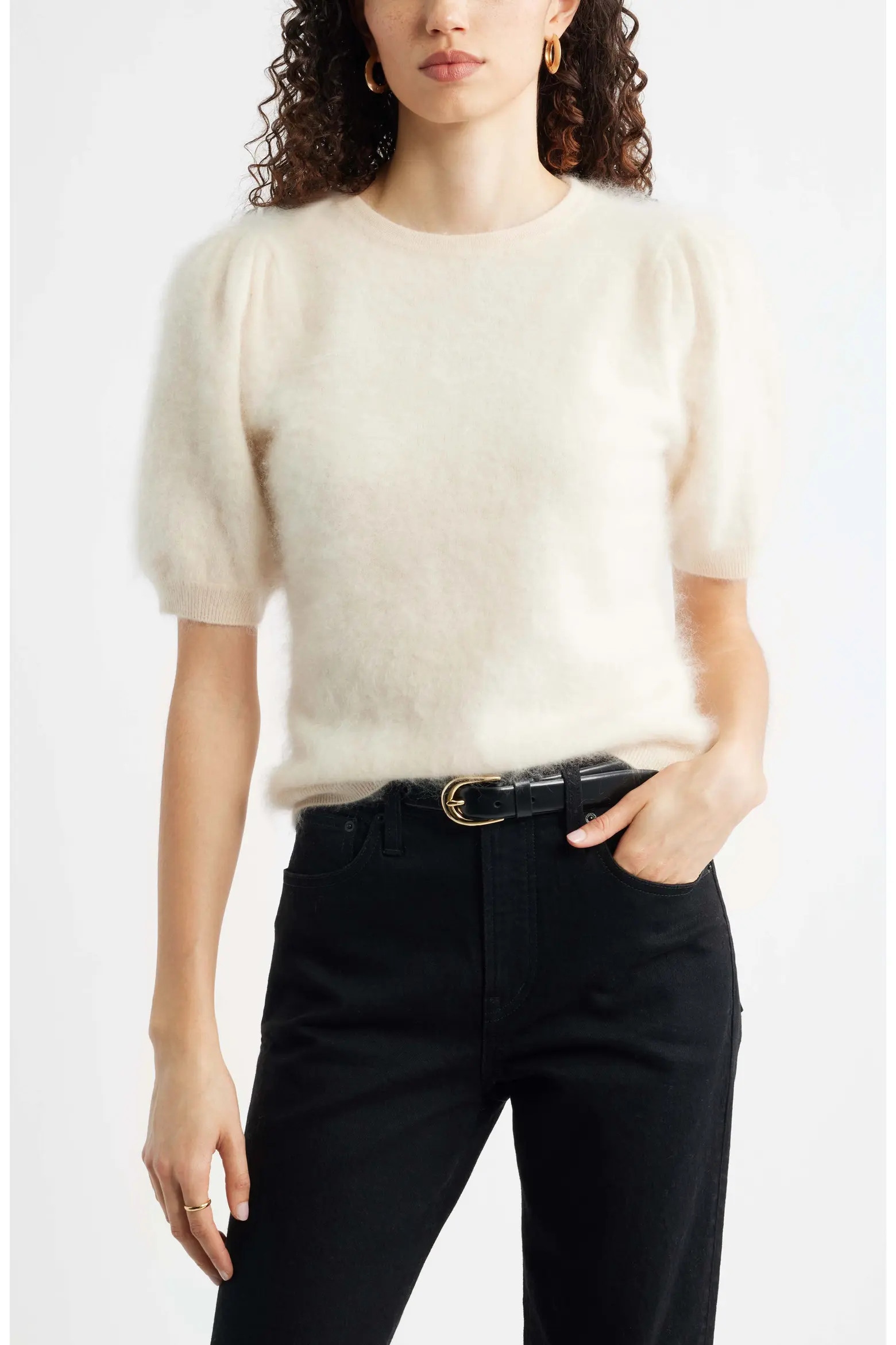 Femme Short Sleeve Brushed Cashmere Sweater (Women) | Nordstrom | Nordstrom