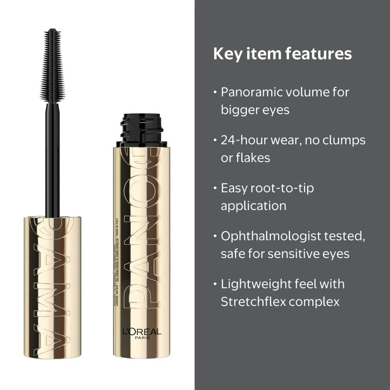 L'Oreal Paris Voluminous Panorama Smudge Resistant Mascara, Blackest Black | Walmart (US)