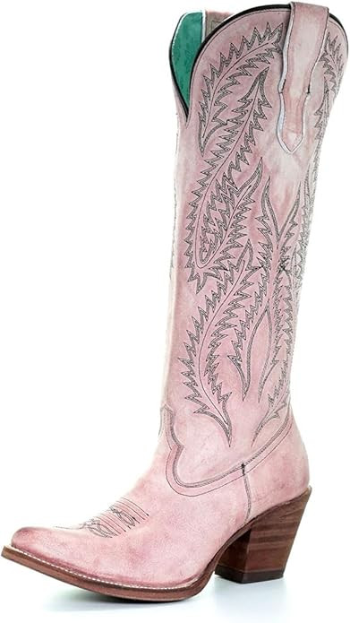 Corral Boots Women's Embroidery Tall Top Snip Toe Western Cowgirl Style Leather Knee-High Boots | Amazon (US)