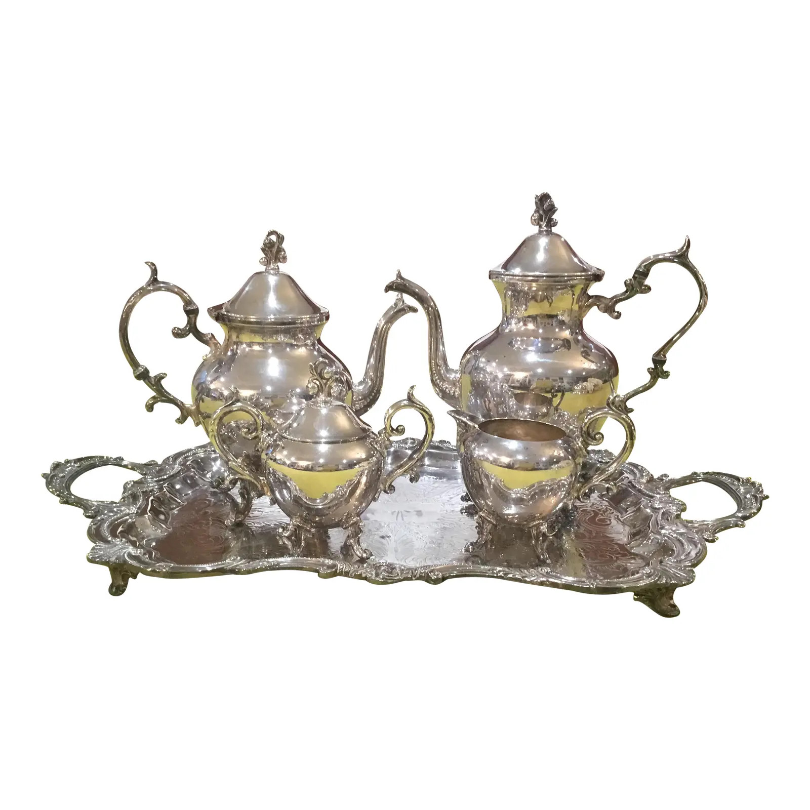 1920s Vintage Birmingham Silver Co. Coffee and Tea Set | Chairish