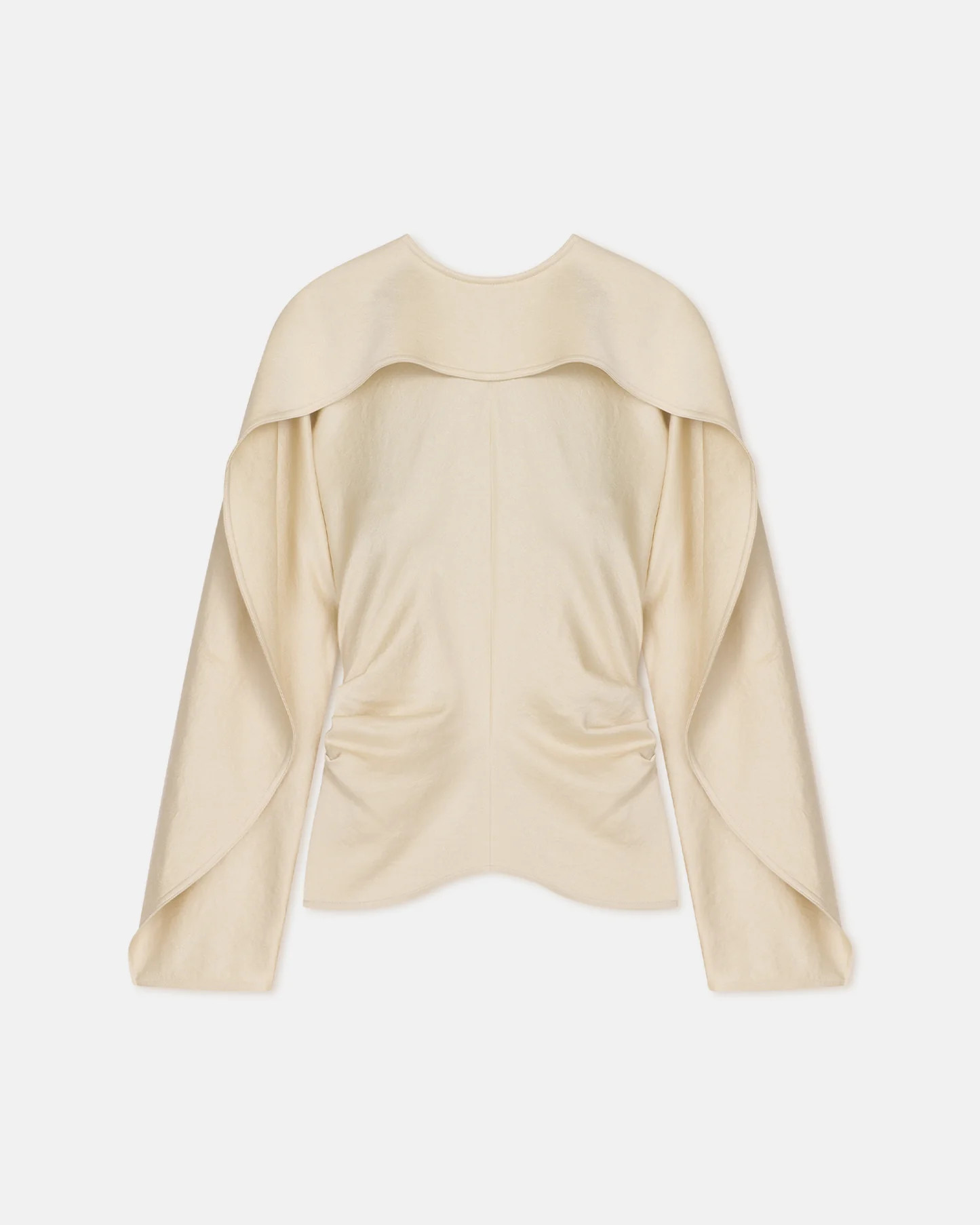 Jamille - Crisp Satin Long Sleeved Top - Ecru | Nanushka