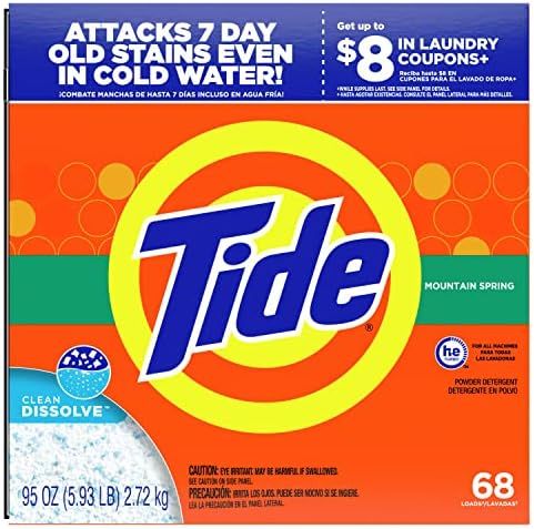 Tide Powder Laundry Detergent, Mountain Spring, 68 loads, 95 oz | Amazon (US)