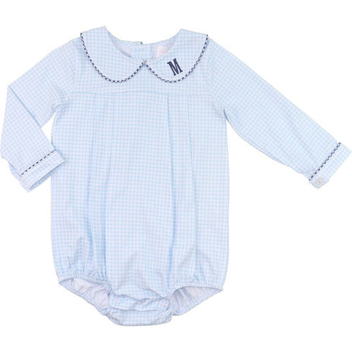 Blue Gingham Knit Bubble | Cecil and Lou