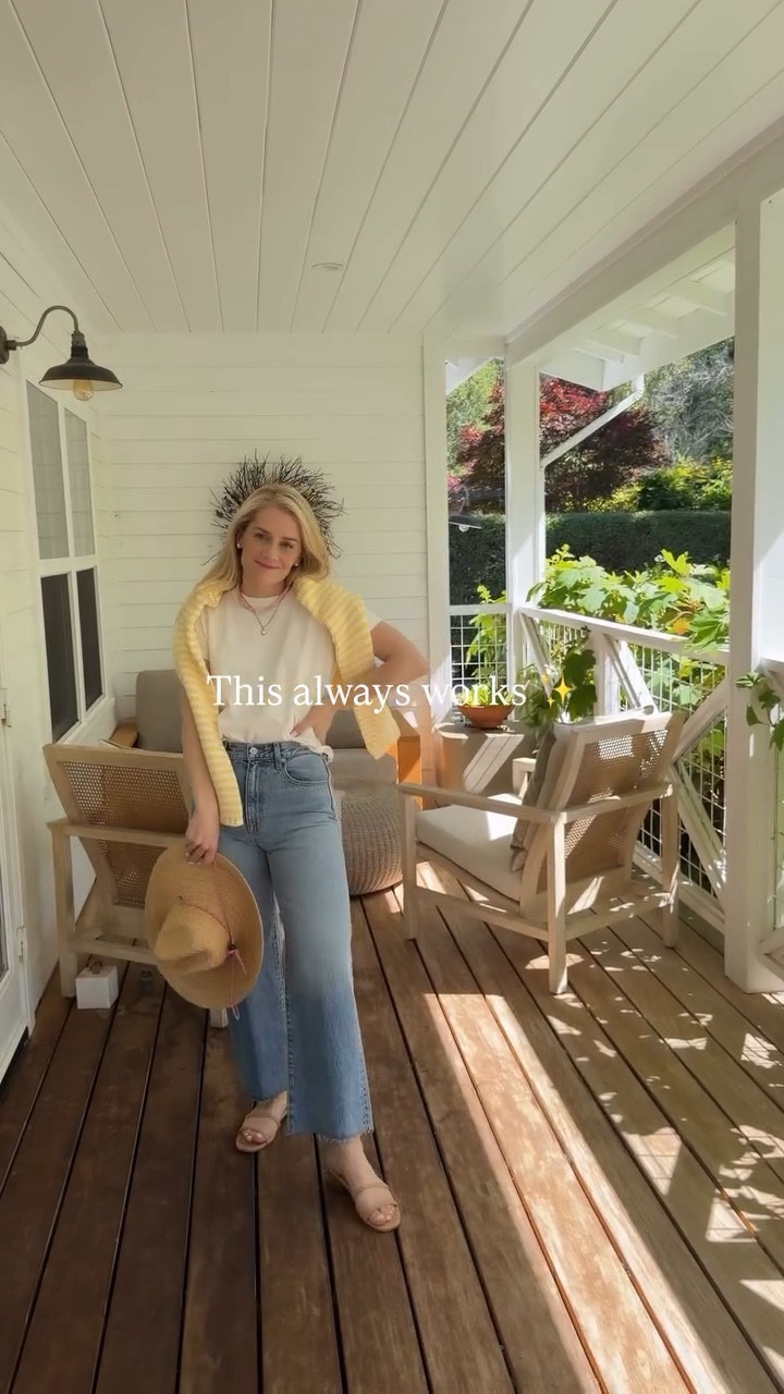 Easy, classic outfit for busy mornings when you don’t know what to wear.

My favorite jeans, a go-to white tee, and a lightweight striped sweater.

Lately I’ve been starting with a classic base, then adding a color pairing I love through my accessories and one piece (today it’s yellow 💛 with a touch of pink).

Simple, polished, and always works.

Save this for your “nothing to wear” mornings 🤍

#everydayoutfit #outfitinspo #effortlessoutfits #tuckernucking

#LTKmomlife #LTKootd #LTKgrwm